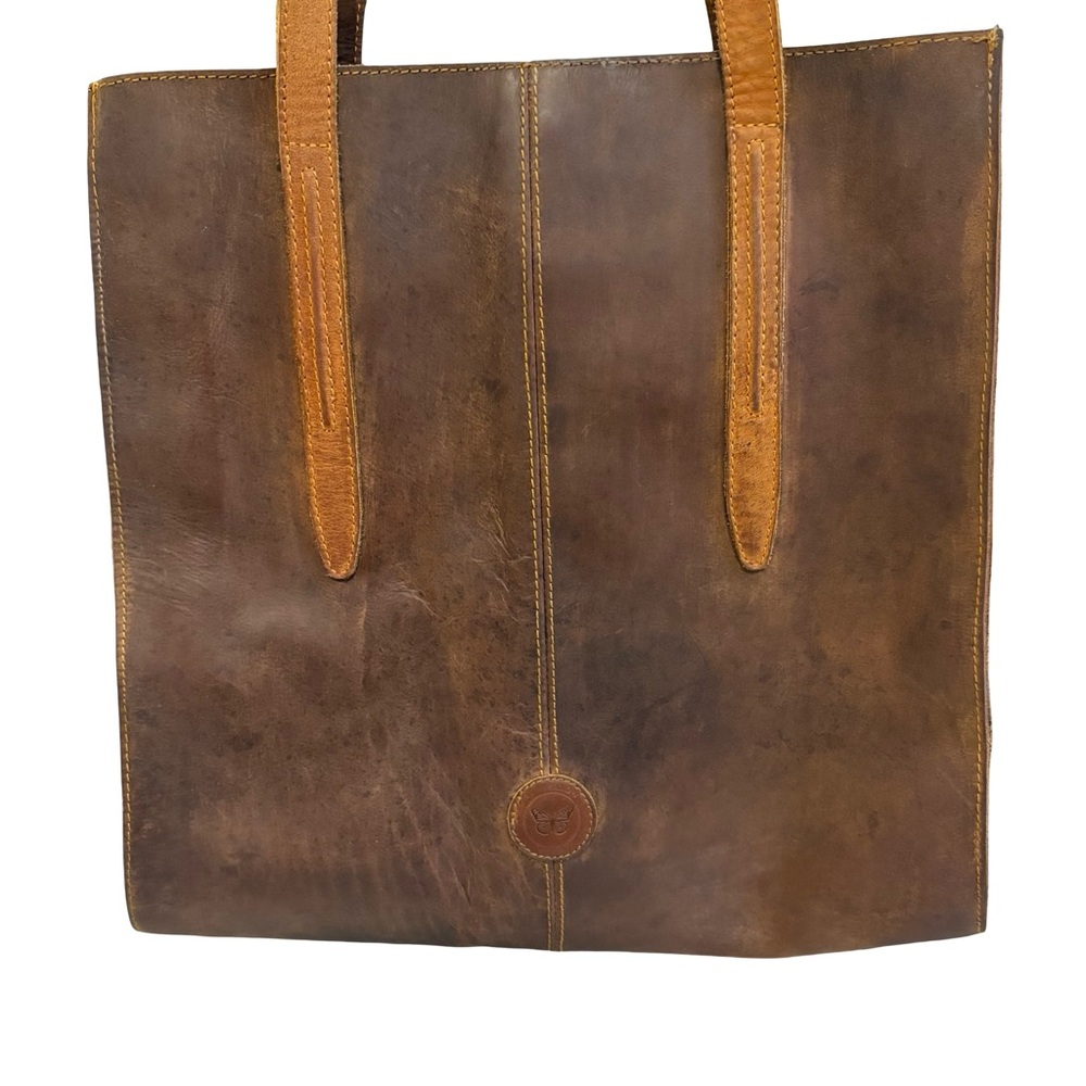 Le Papillon Large Brown Leather Tote - Picture 8 of 16